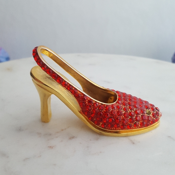 🌙Red Rhinestone Pave Crystal High Heel  Miniature Shoe - Picture 5 of 10